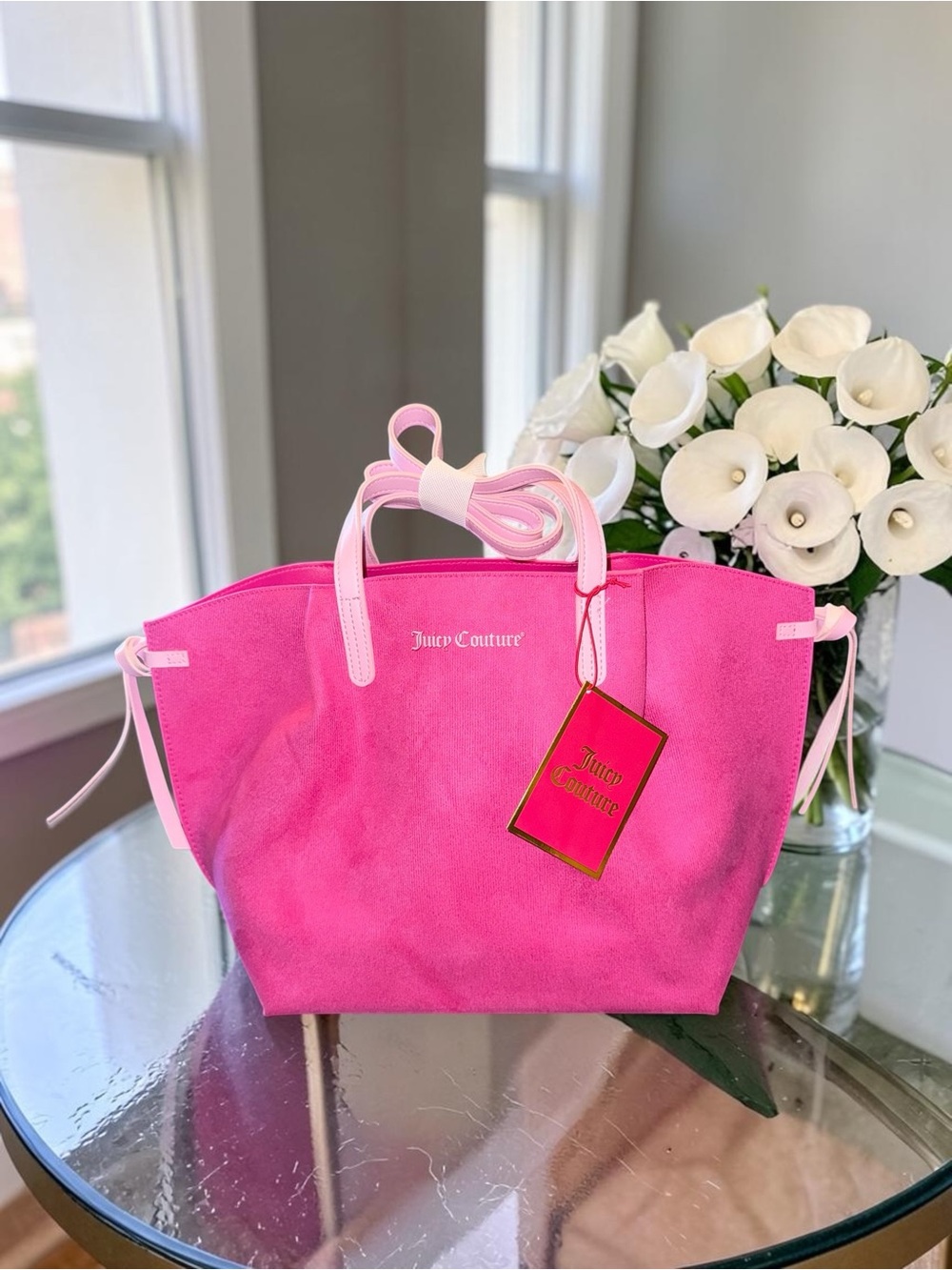 Juicy Couture Hot Pink Faux Suede Shopper Tote Bag Y2K NWT